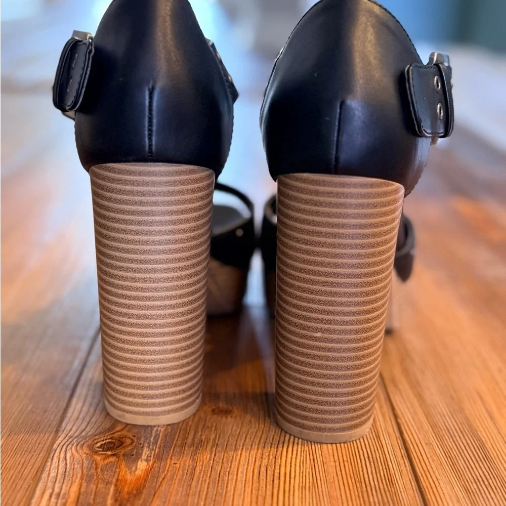 Report Petunia Black Studded Platform Heels